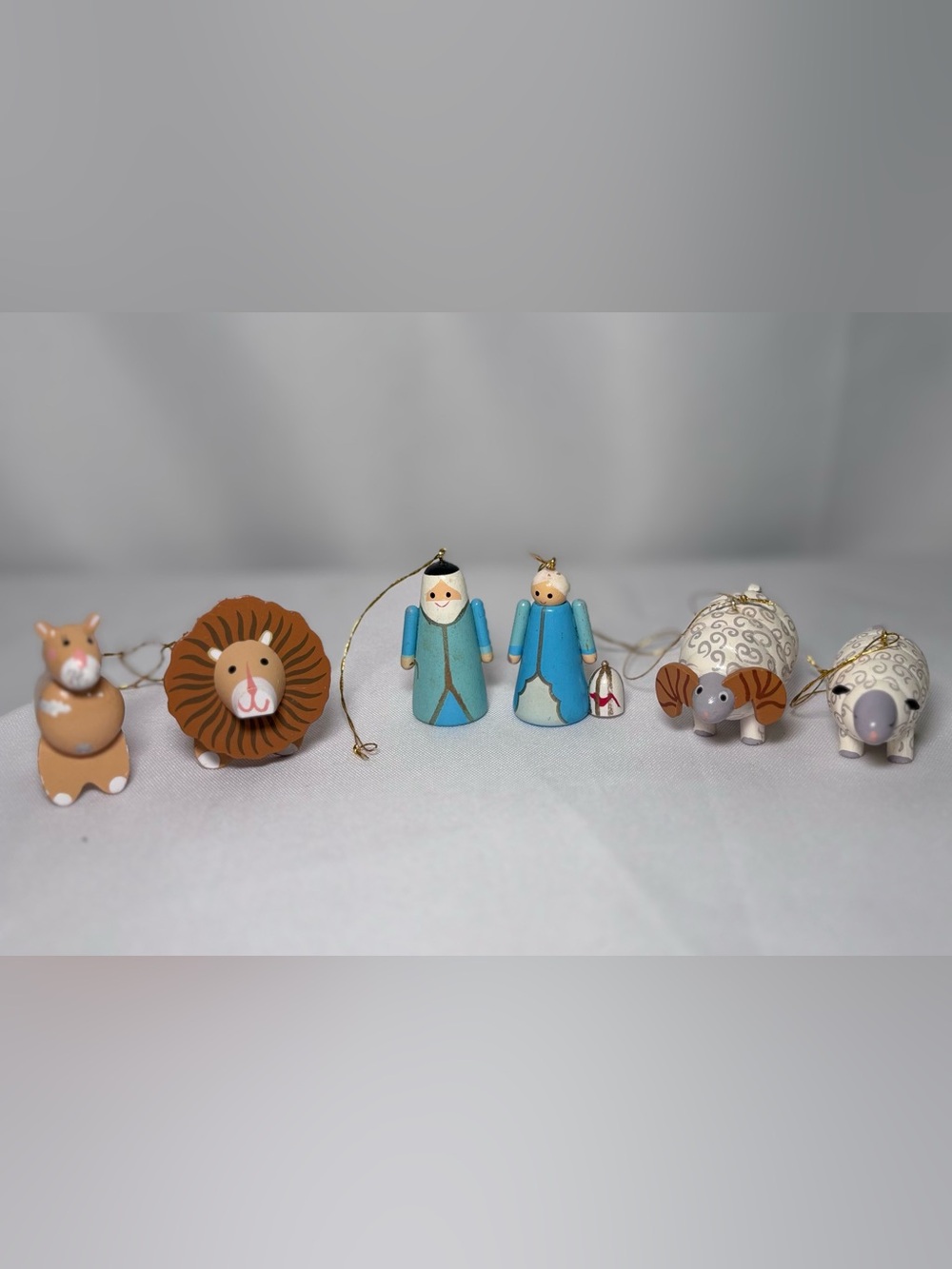 Vintage Hand Painted Wooden Mini Christmas Ornaments